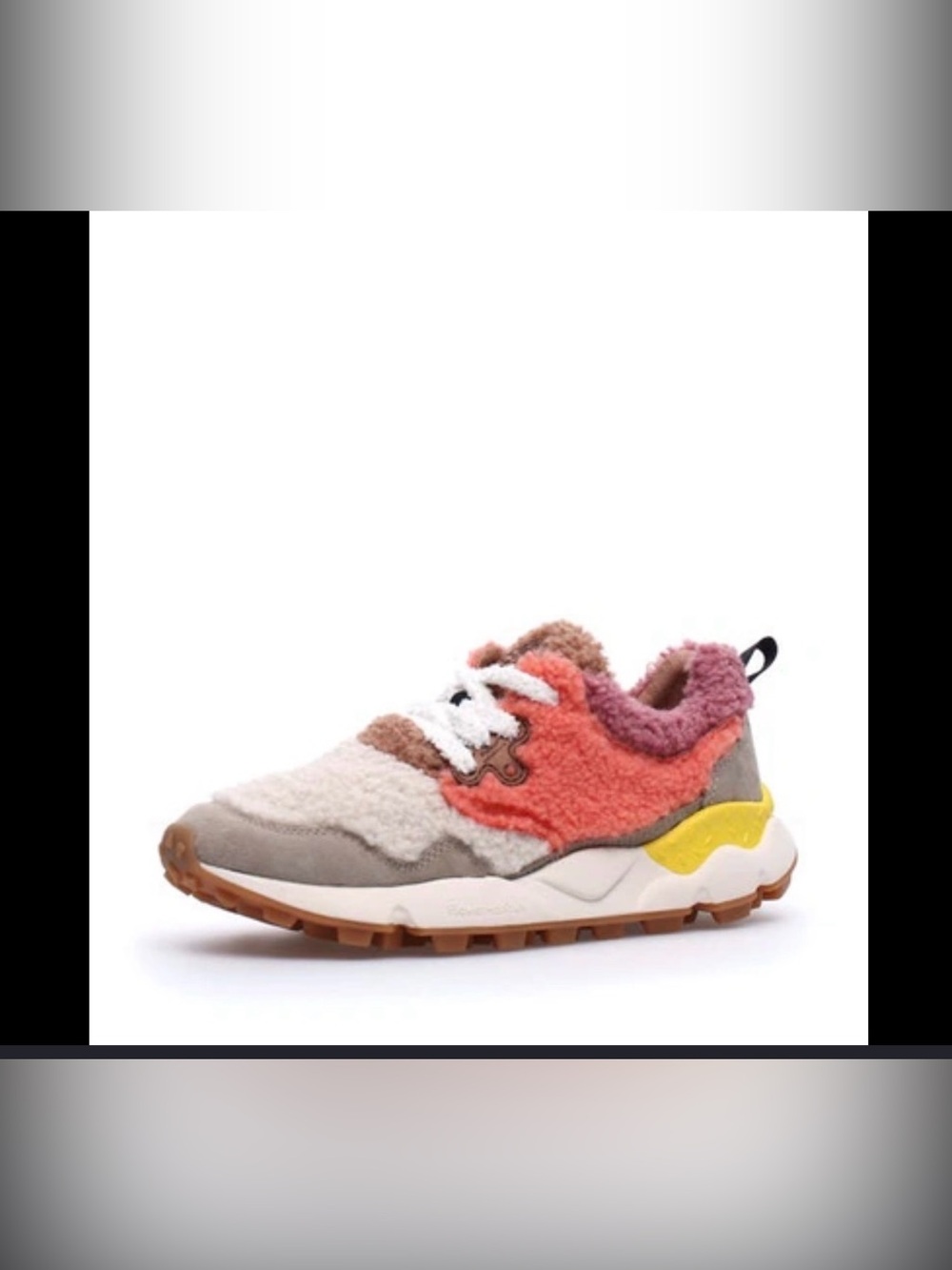 Flower Mountain Pampas Teddy Sneakers beige/orange multicolor eco-shearling